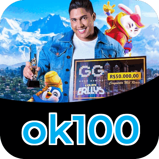 Interface do aplicativo ok100 mostrando jogos disponíveis no iOS e Android